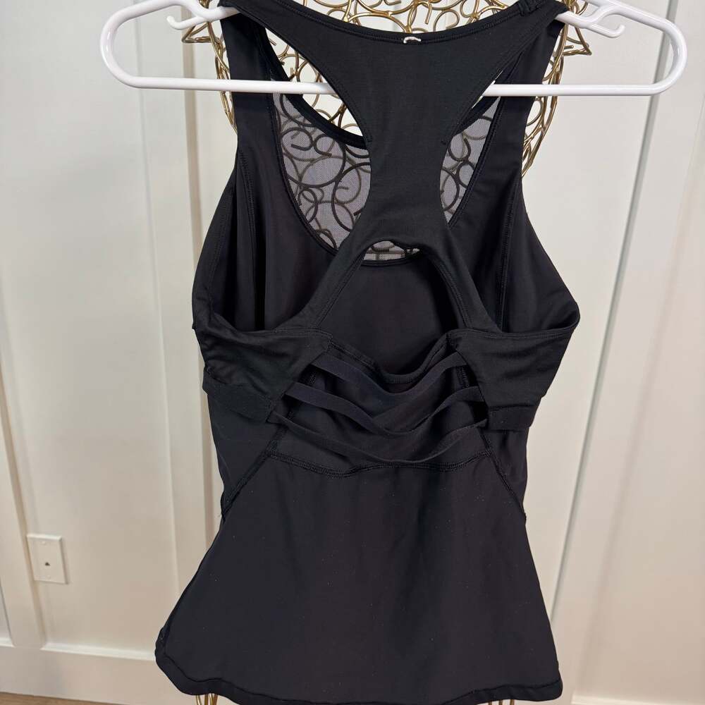 Lululemon Goal Crusher Tank Top Black Luxtreme Lycra Mesh Lace Racerback - Picture 3 of 5